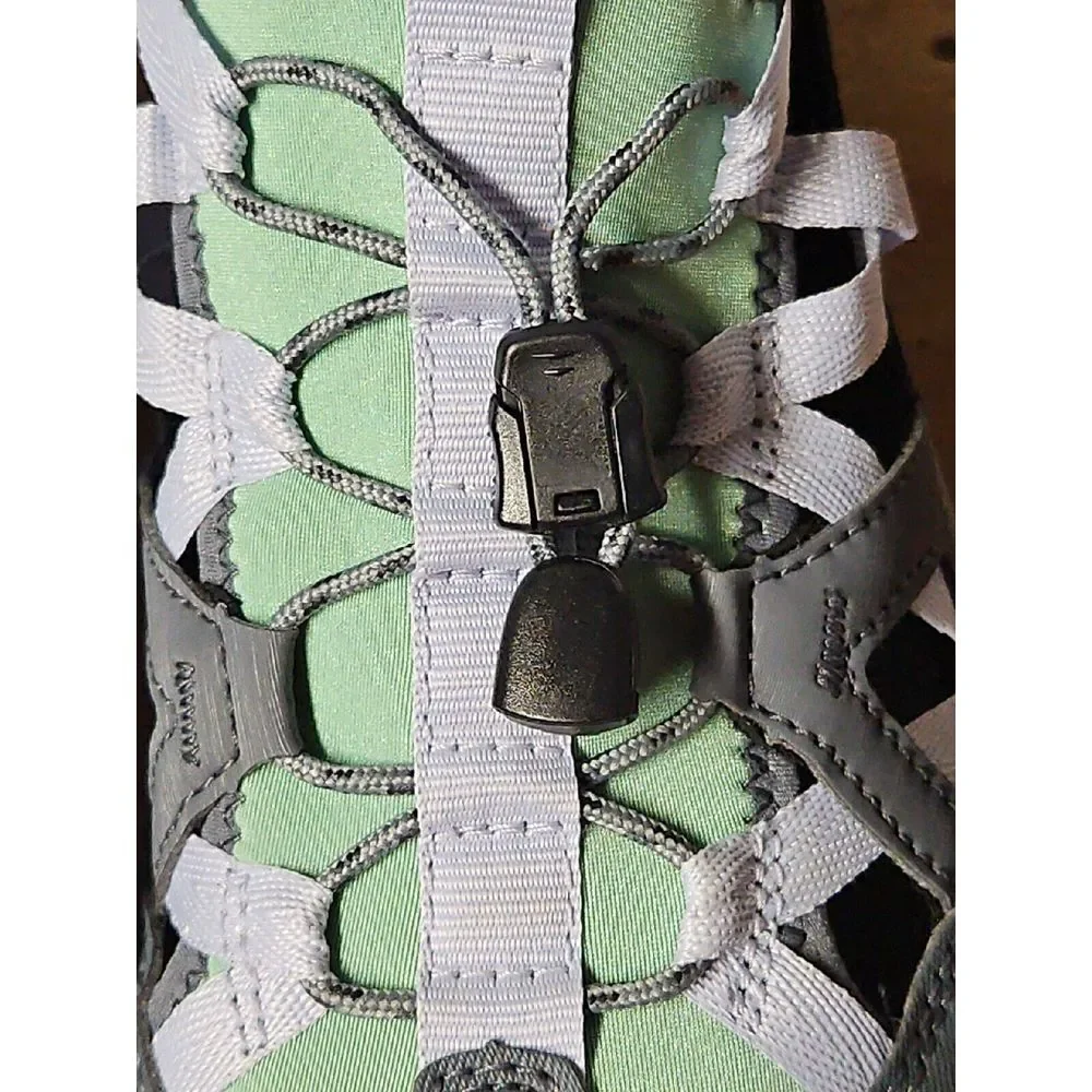Merrell Women Hydrotrekker Sport Sandal Grey Turbulence Aqua Bungee Lace Up 5.5‎